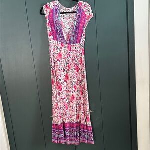 Floral Pink and Purple Maxi Dress